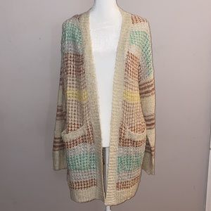 Adora Multicolor Striped Knit Open Front Cardigan